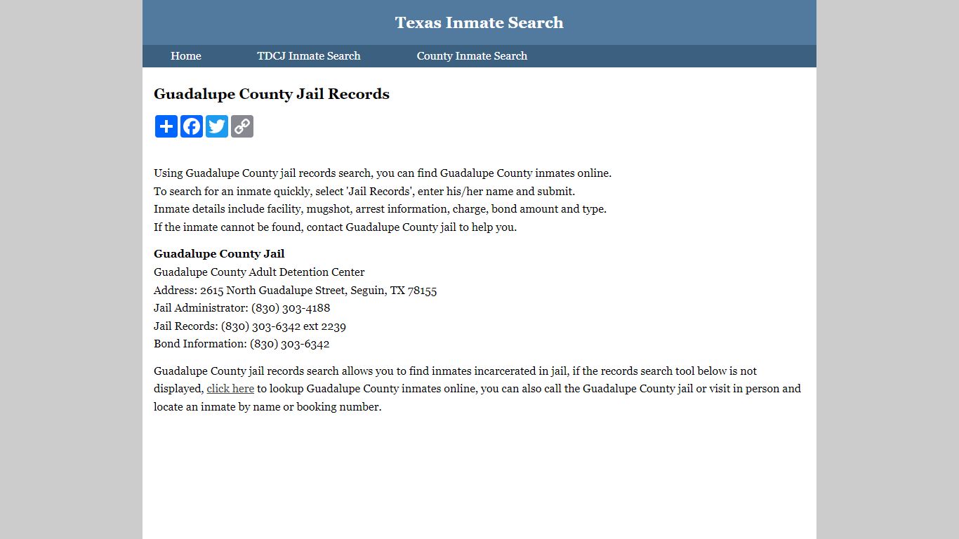 Guadalupe County Jail Records